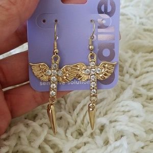 Gold angel wing earrings